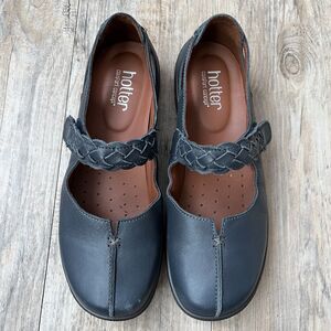 Hotter Shake II Blue Leather Mary Janes 8 Coastal Grandmother Modern Craft Flat